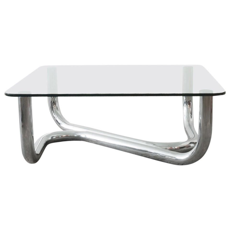 Tubular Chrome and Glass Coffee Table