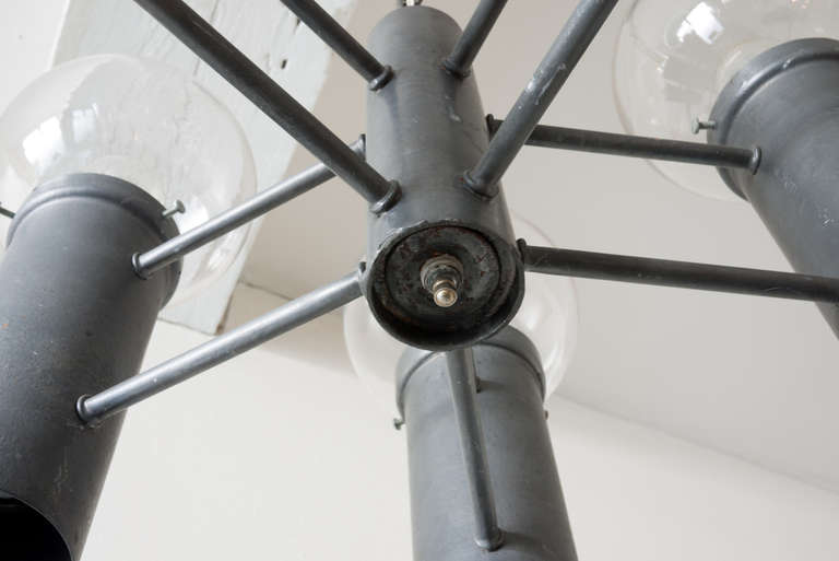 Lightolier Gun Metal Chandelier In Good Condition In Asbury Park, NJ