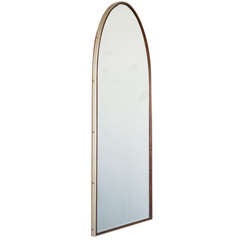 Wood and Brass Arched Mirror
