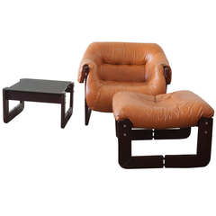 Rosewood and Leather Three-Piece Set by Percival Lafer