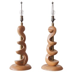 Vintage Sculpted Wooden Lamps by Light House