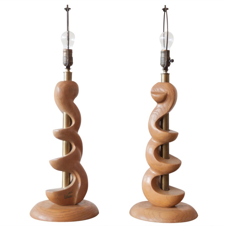 Sculpted Wooden Lamps By Light House, Lighthouse Lamp And Shade Company