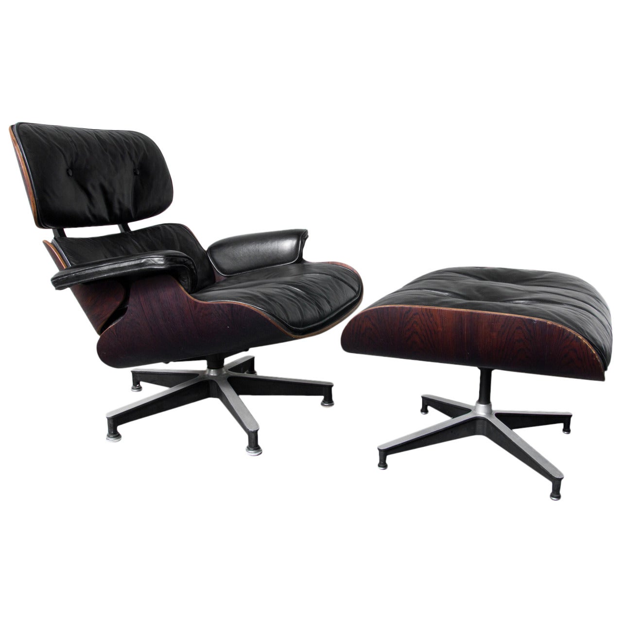 Rosewood Eames 670 Lounge Chair and 671 Footstool