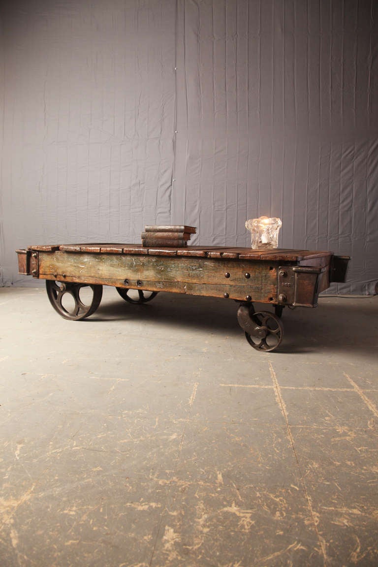 antique industrial cart coffee table