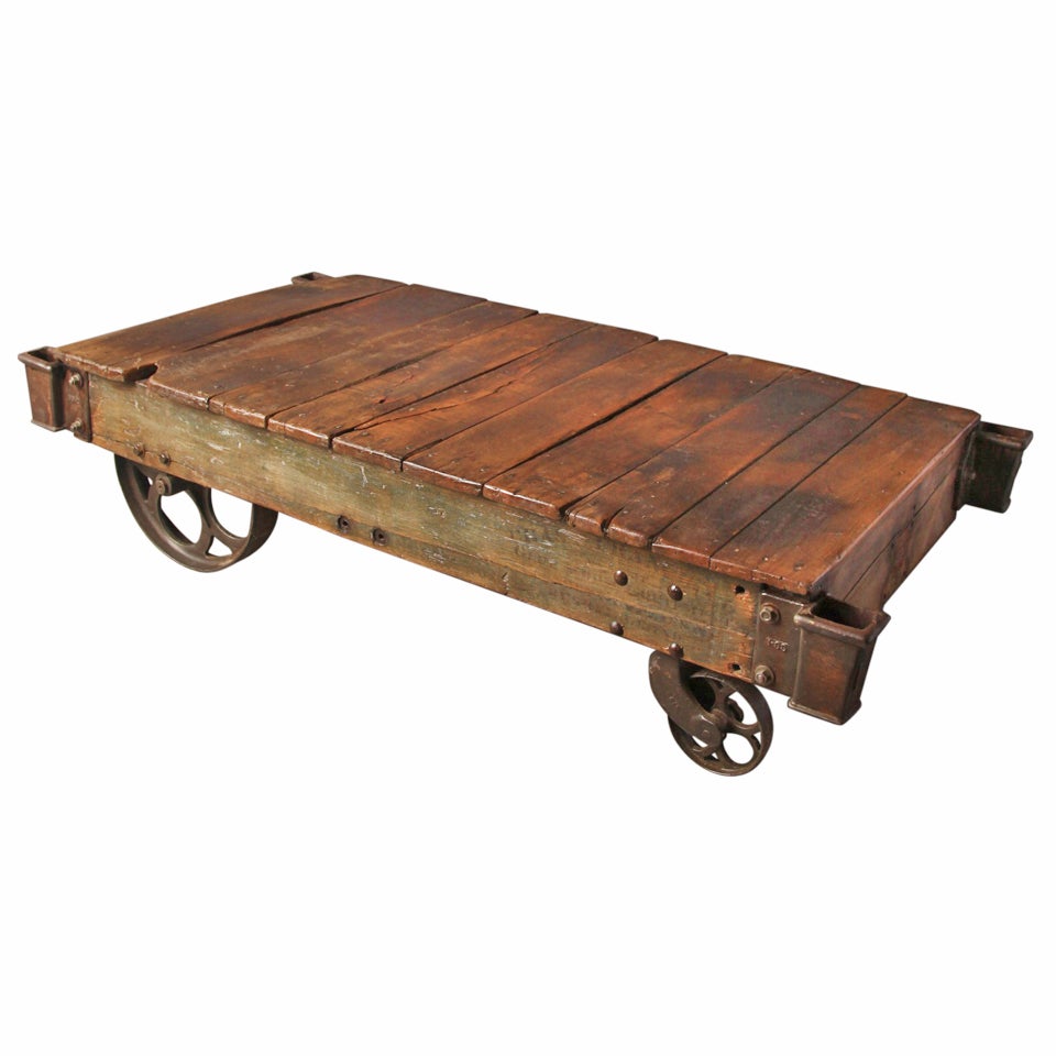 Antique Factory Cart Coffee Table