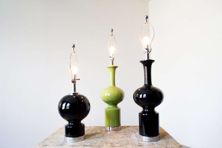 Mid-Century Modern Paire de lampes en céramique style mod en vente