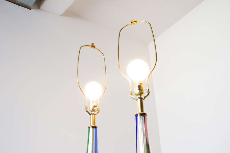 Modern Pair of Murano Glass Lamps