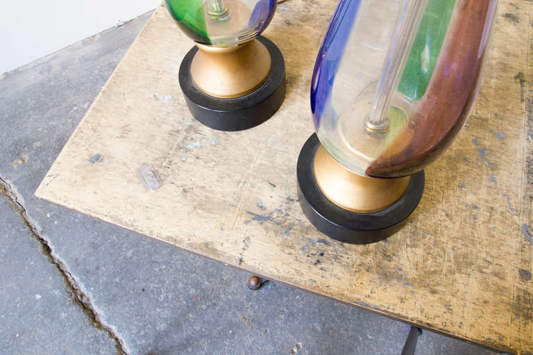 Italian Pair of Murano Glass Lamps