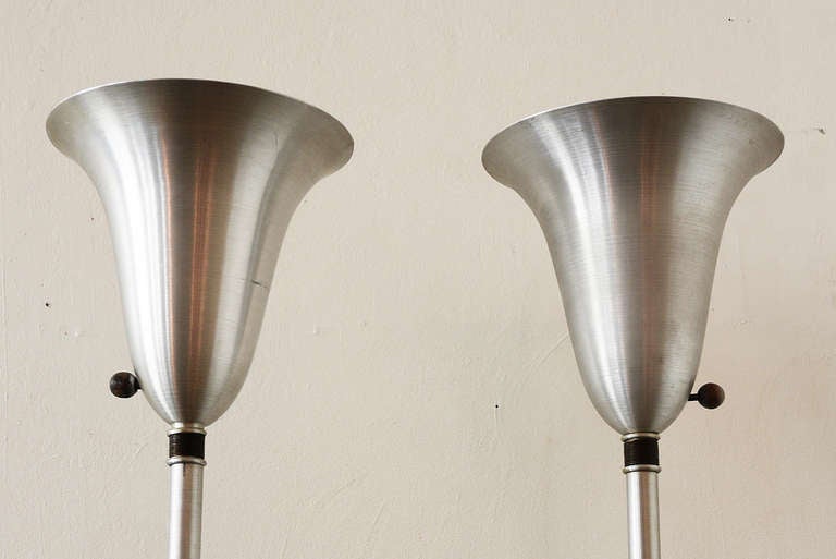 Russel Wright Aluminum Floor Lamp Set In Good Condition In Asbury Park, NJ