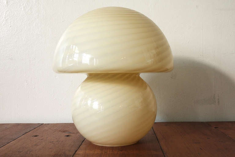 Hand blown glass mushroom table lamp by Vistosi for Murano.