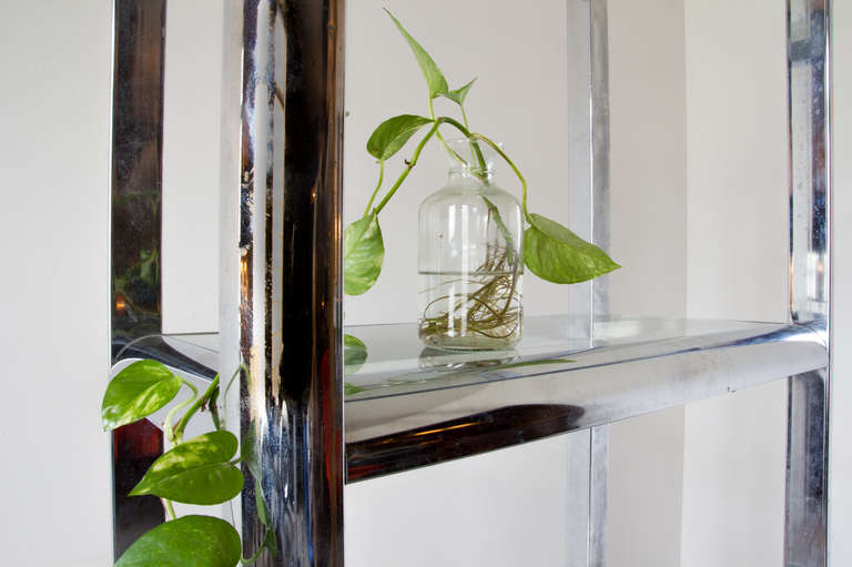 Mid-Century Modern Chrome and Glass Etagere