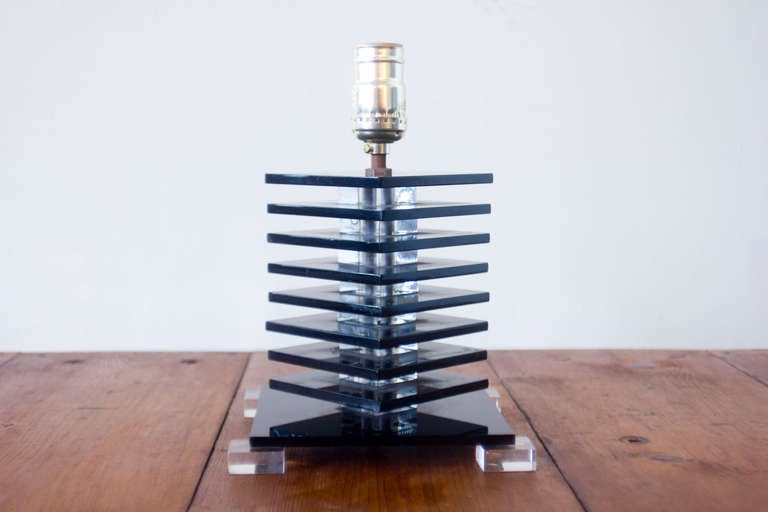 Art Deco Black Lucite Lamp