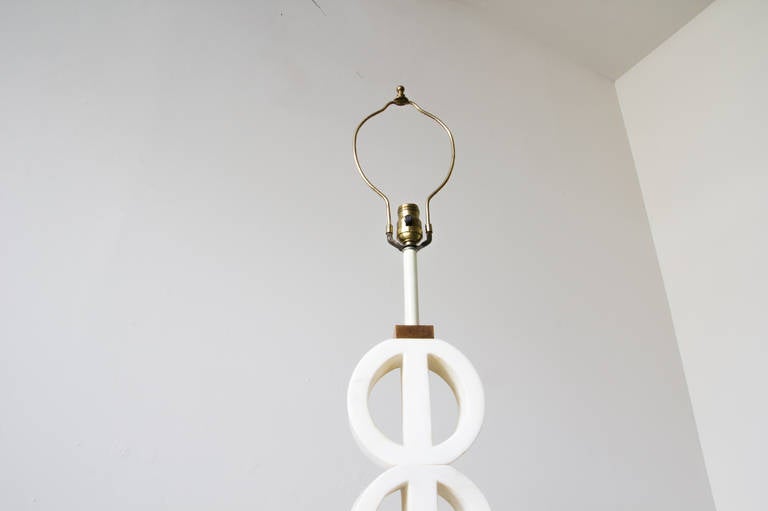 American Marble and Wood Eyelet Lamp For Sale