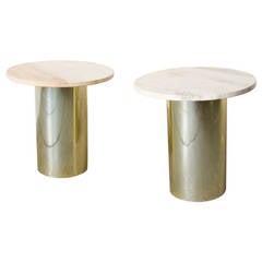 Pair of Travertine Side Tables