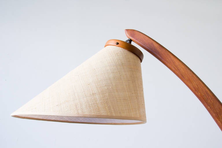 Mid-20th Century Pair of Teak Bow Floor Lamps