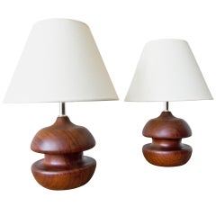 Turned Rosewood Table Lamps