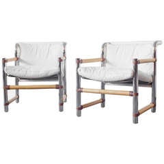 Chrome and Bamboo arm chairs