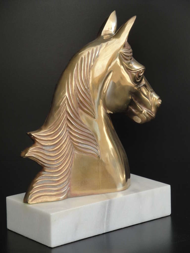 Vintage-Pferdkopf-Skulptur/Buchstütze aus Messing im Zustand „Gut“ im Angebot in North Hollywood, CA