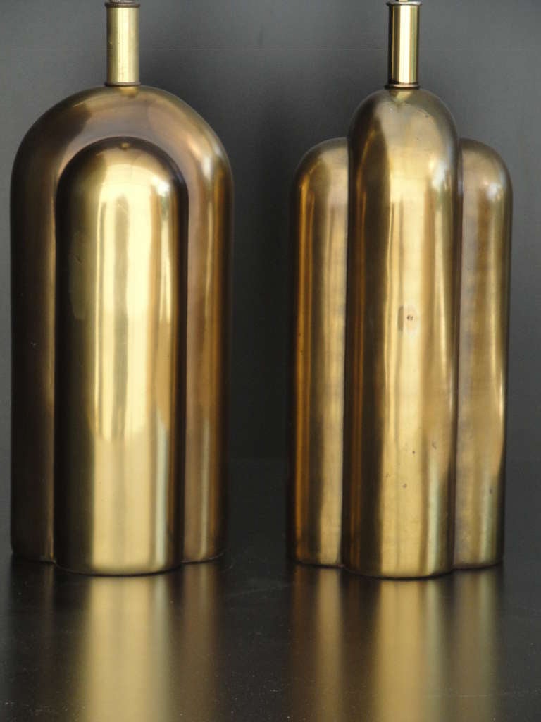American Art Deco Style Machine Age Antique Bronzed Lamps by Westwood Industries