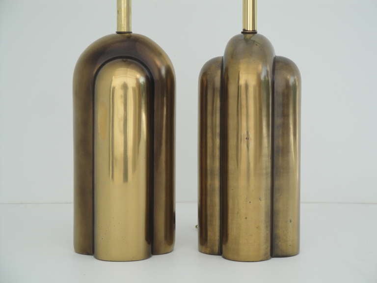 Late 20th Century Art Deco Style Machine Age Antique Bronzed Lamps by Westwood Industries