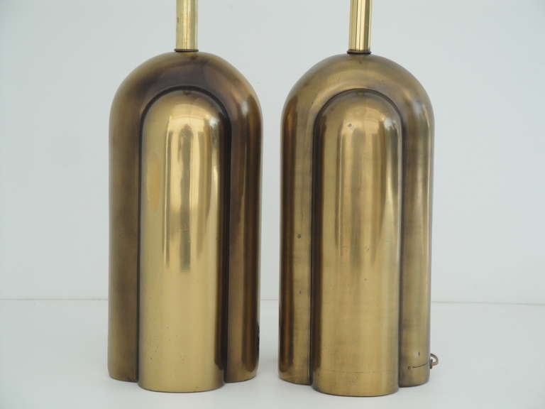 Metal Art Deco Style Machine Age Antique Bronzed Lamps by Westwood Industries