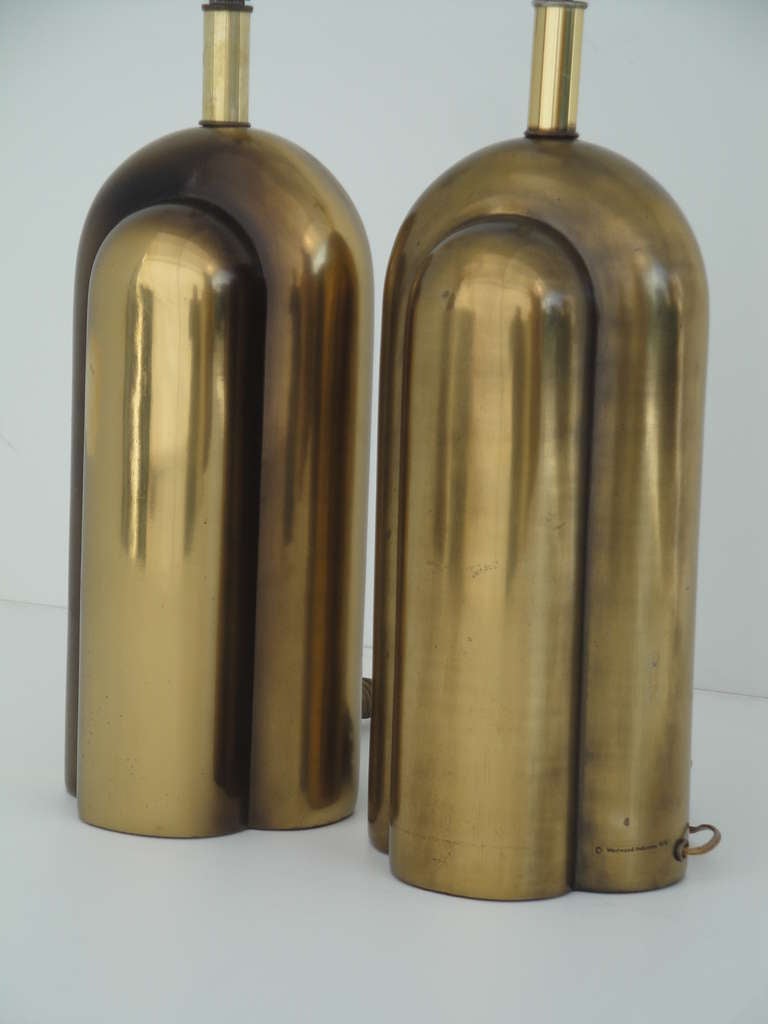 Art Deco Style Machine Age Antique Bronzed Lamps by Westwood Industries 1