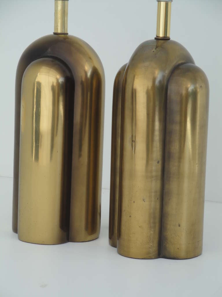 Art Deco Style Machine Age Antique Bronzed Lamps by Westwood Industries 2