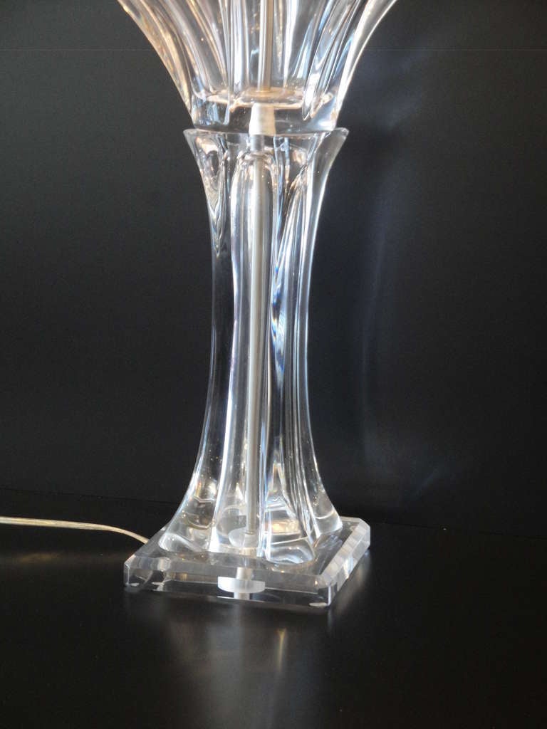  French Crystal Art Verrier Lamp In Good Condition For Sale In North Hollywood, CA