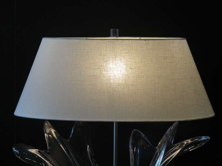 Mid-20th Century  French Crystal Art Verrier Lamp For Sale