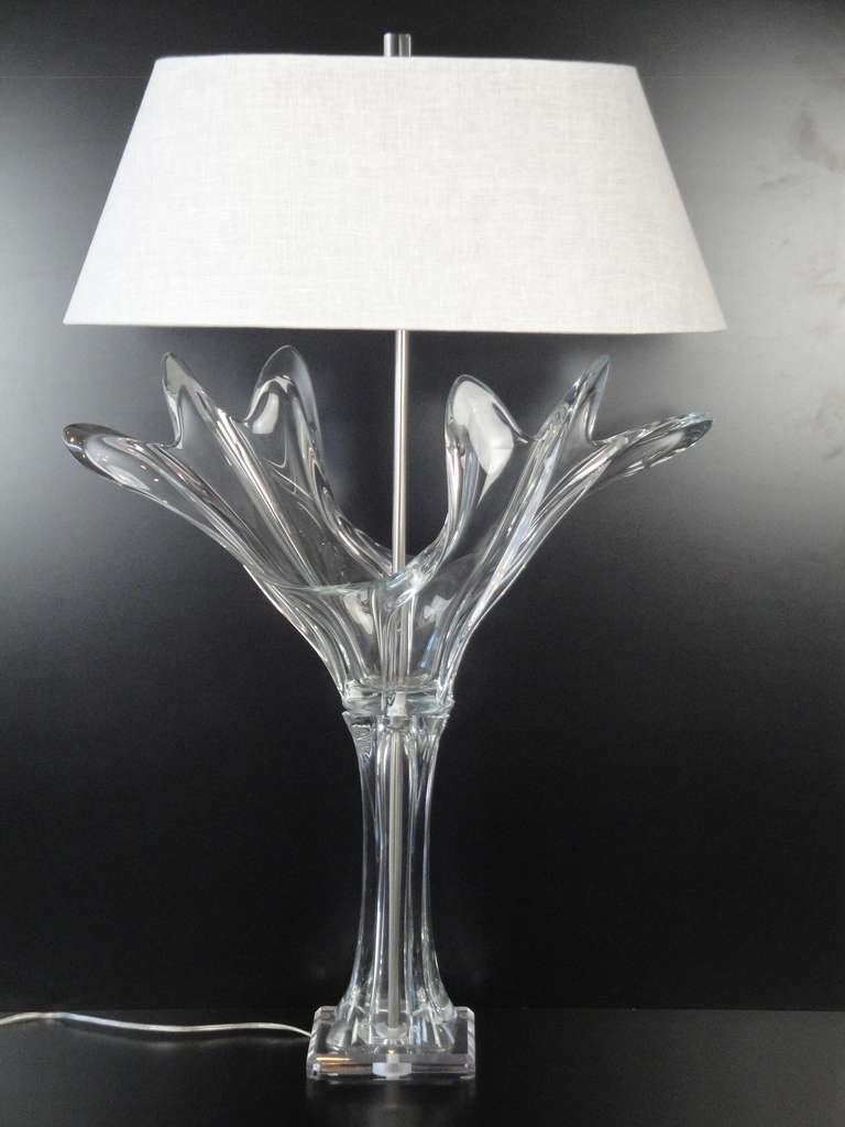  French Crystal Art Verrier Lamp For Sale 2
