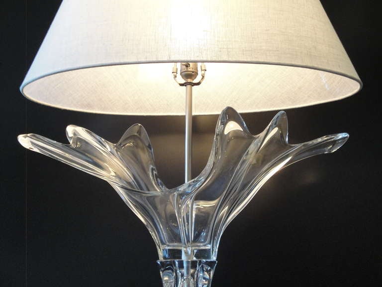 Hollywood Regency Stunning French Crystal Art Verrier Lamp For Sale