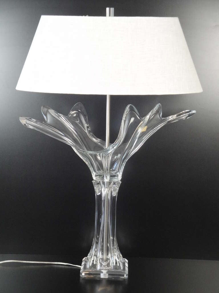 Stunning French Crystal Art Verrier Lamp For Sale 1