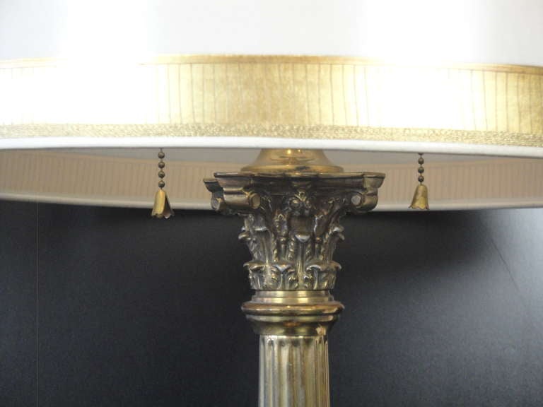 Lovely Pair of Neoclassical Brass Lamps attr Stiffel In Good Condition In North Hollywood, CA