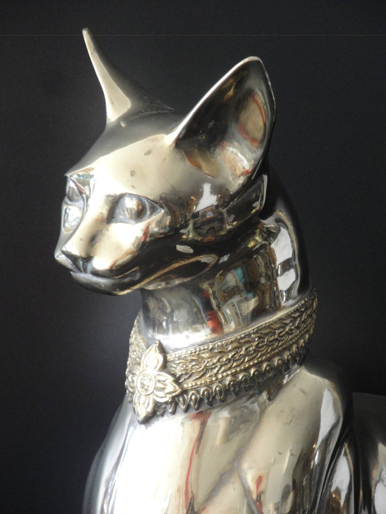 Hollywood Regency Brass Egyptian Cat Sculpture