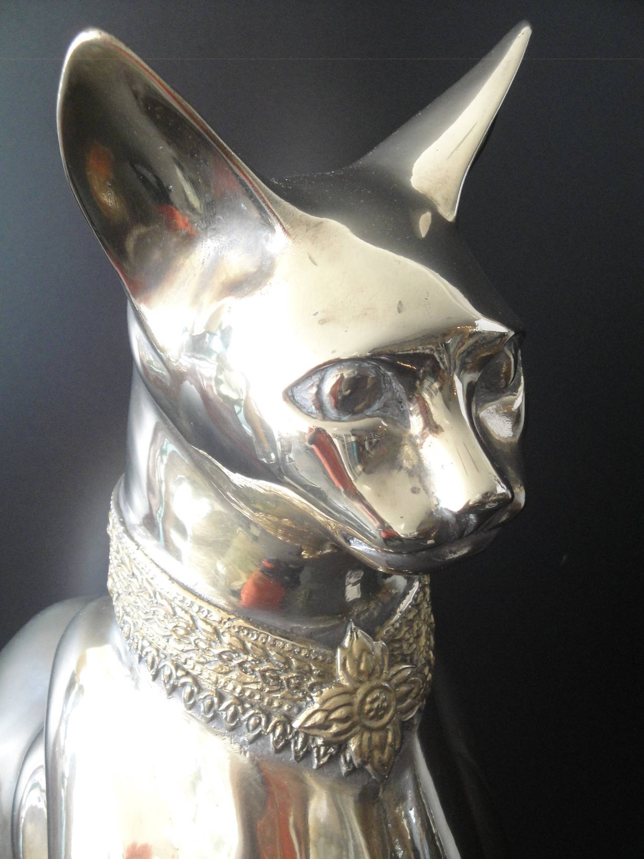 Brass Egyptian Cat Sculpture In Excellent Condition In North Hollywood, CA