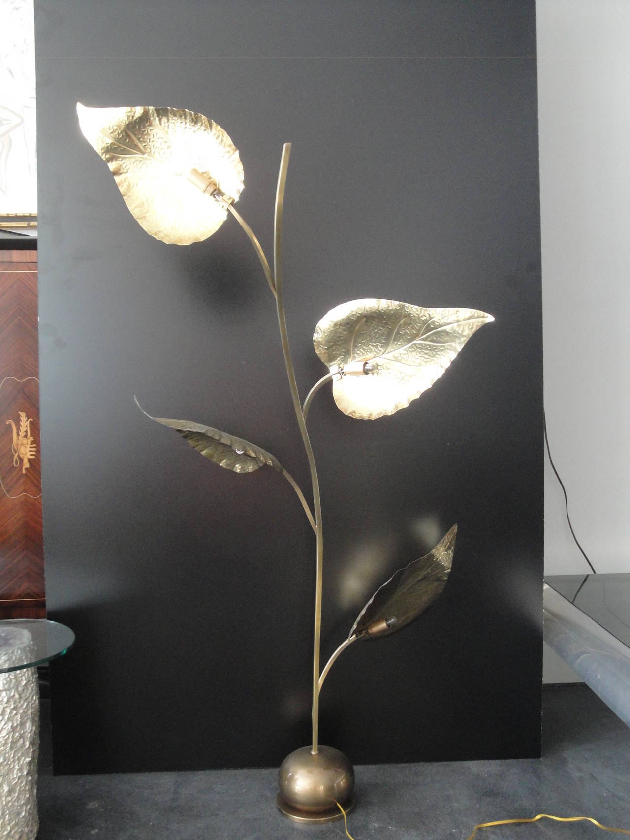 Tommaso Barbi Brass Leaf Floor Lamp 1