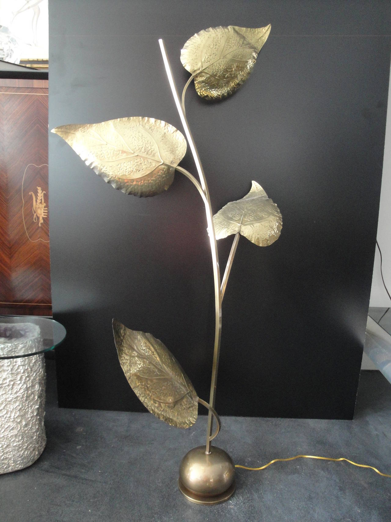 Tommaso Barbi Brass Leaf Floor Lamp 3