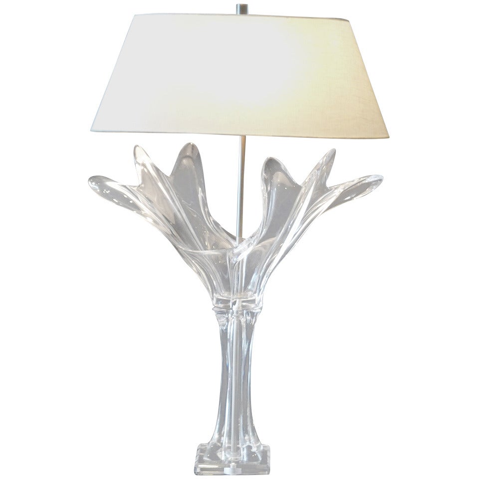  French Crystal Art Verrier Lamp For Sale