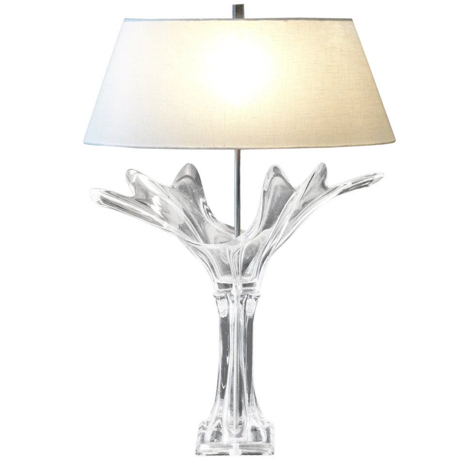 Stunning French Crystal Art Verrier Lamp For Sale