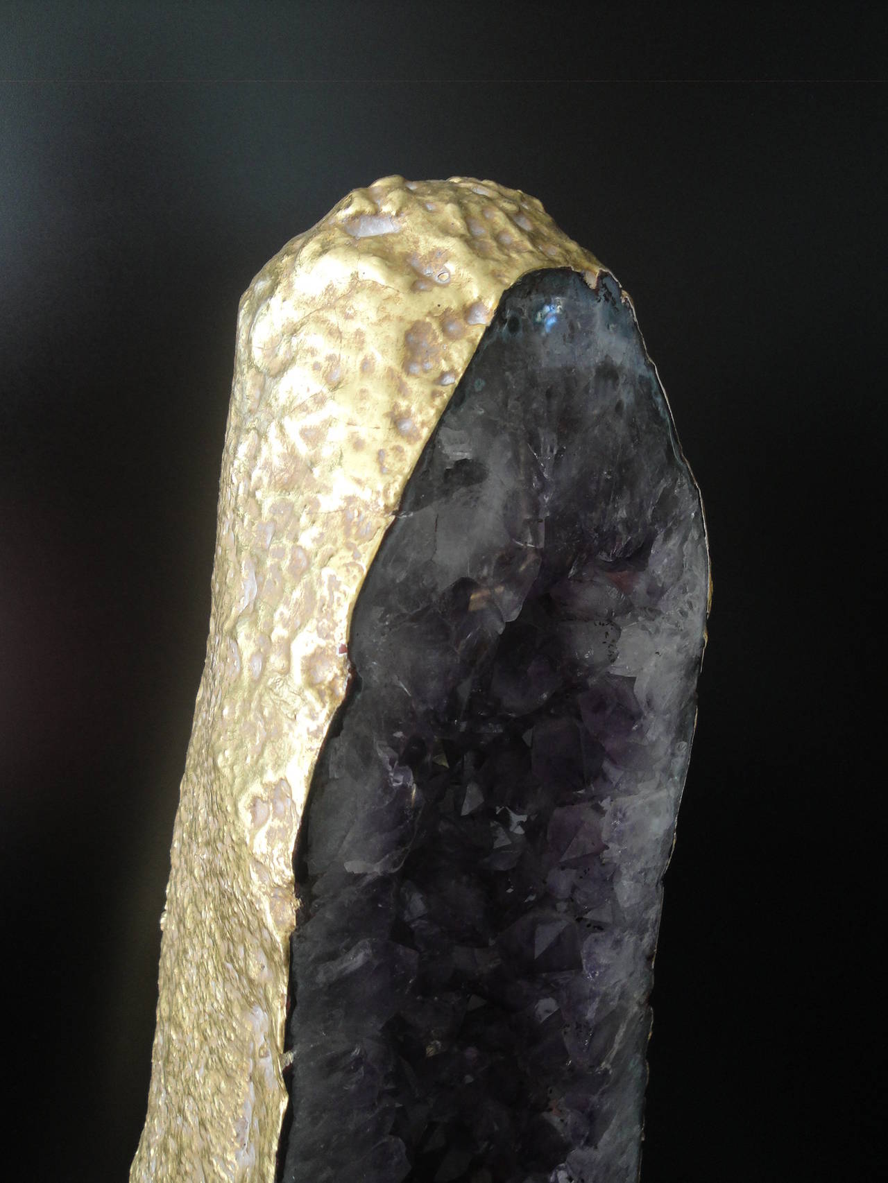 Amethyst Geode in 22-Karat Gold Leaf In Good Condition For Sale In North Hollywood, CA