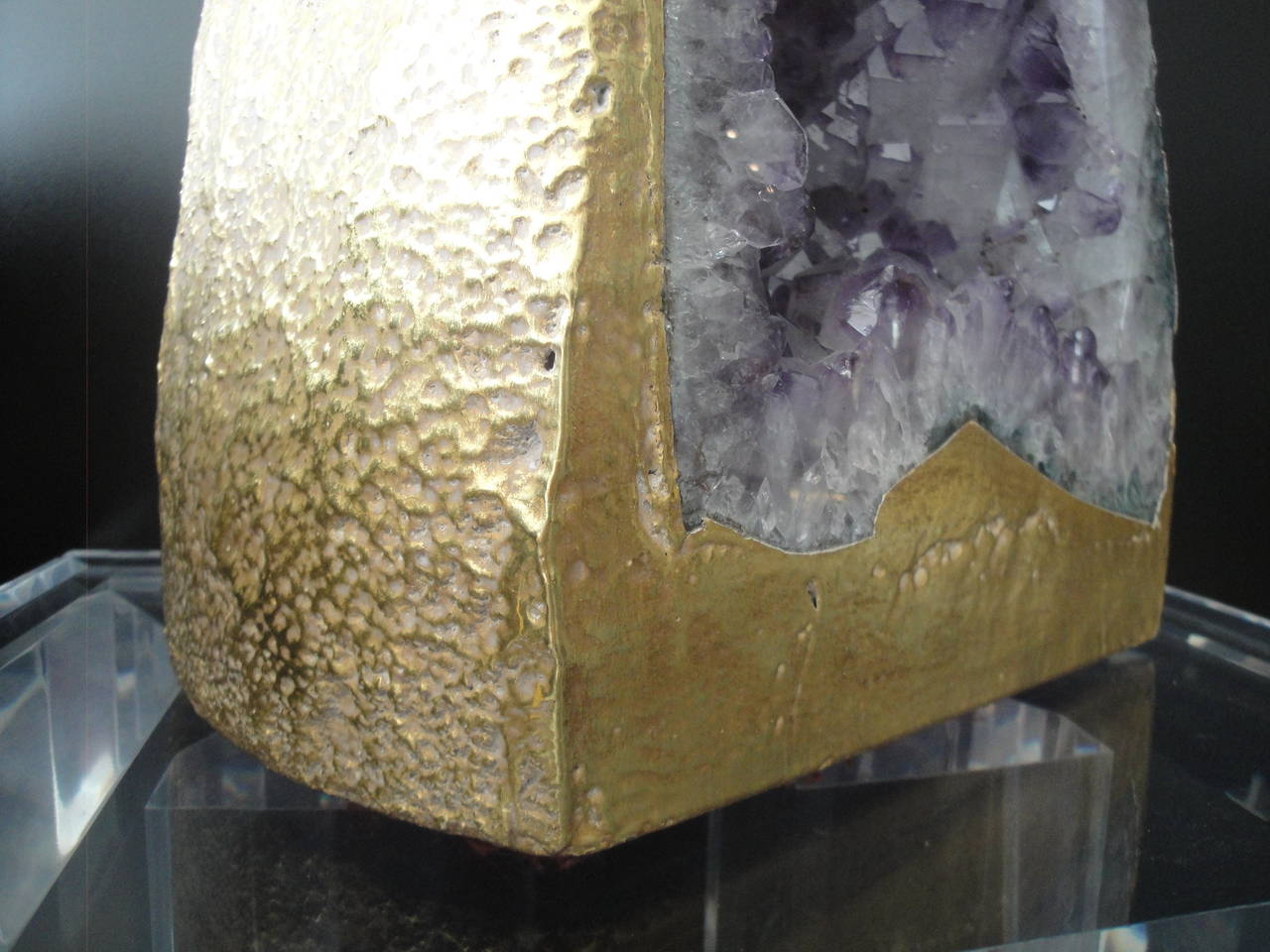 Amethyst Geode in 22-Karat Gold Leaf For Sale 1