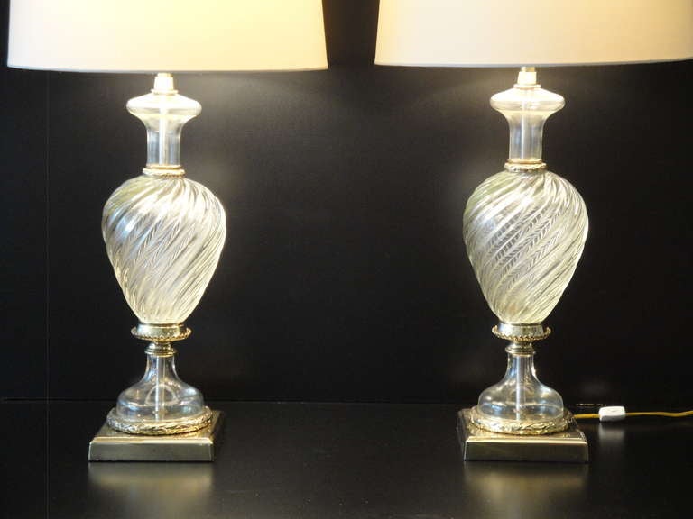 Italian Pair Venetian Murano Glass Lamps by Marbro