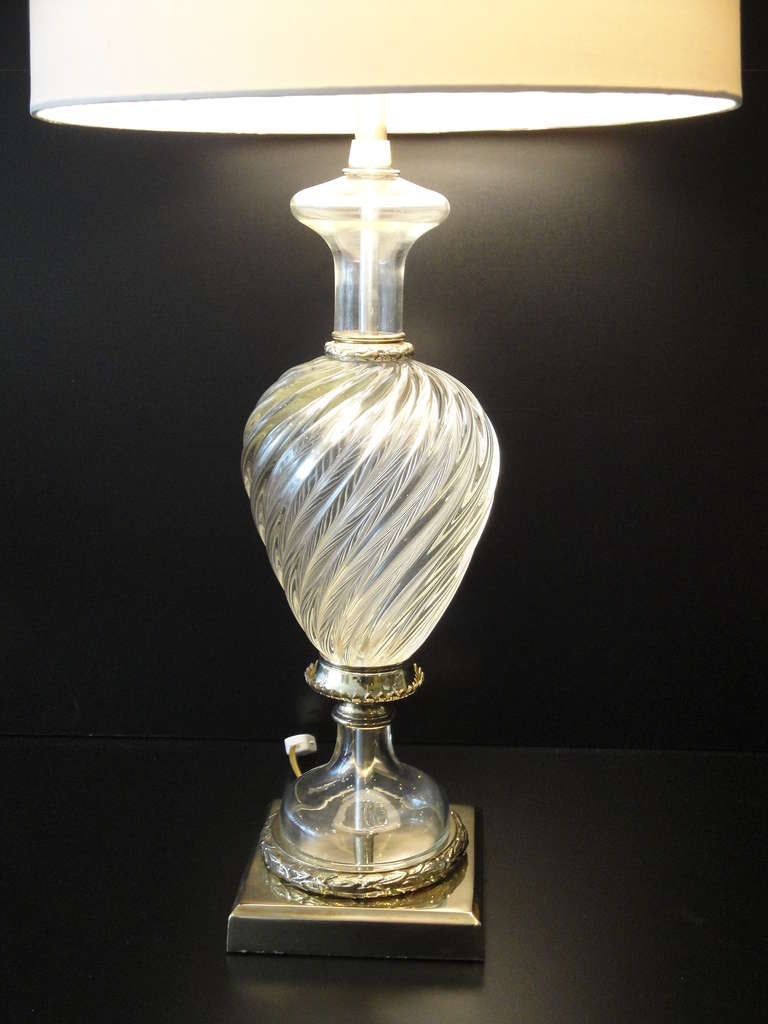 Pair Venetian Murano Glass Lamps by Marbro In Good Condition In North Hollywood, CA