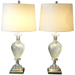 Pair Venetian Murano Glass Lamps by Marbro