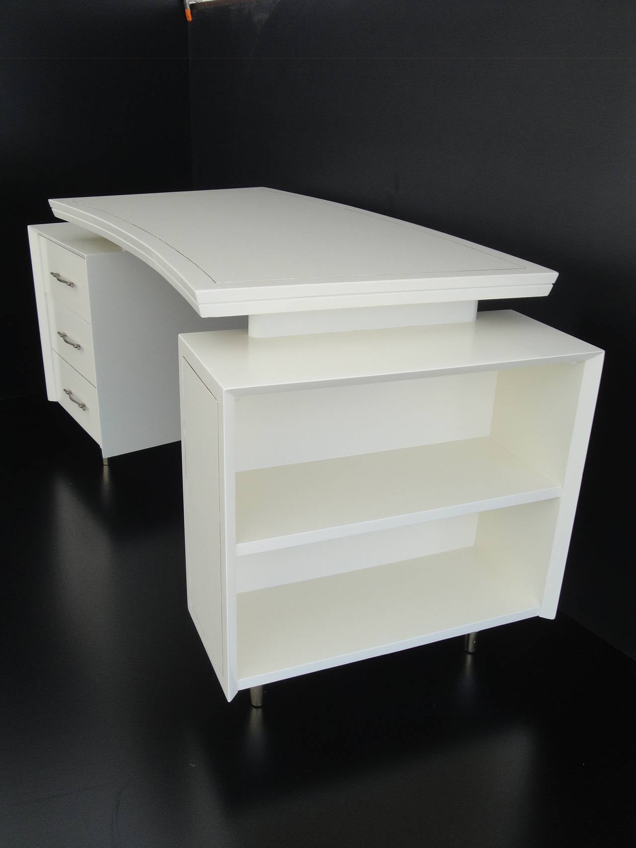 MidCentury Modernist Curved Desk with Floating Top at 1stDibs