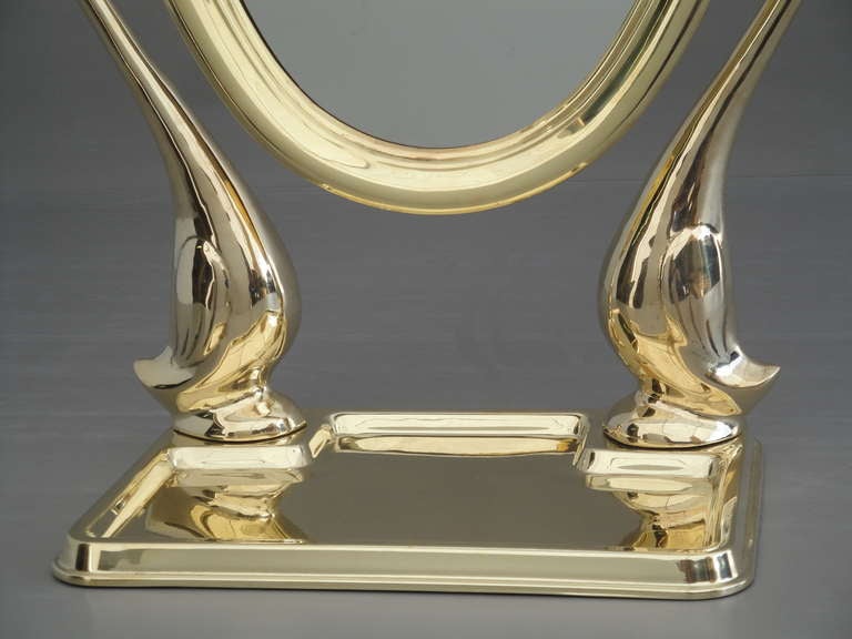Polished Brass Swan Vanity Mirror 1