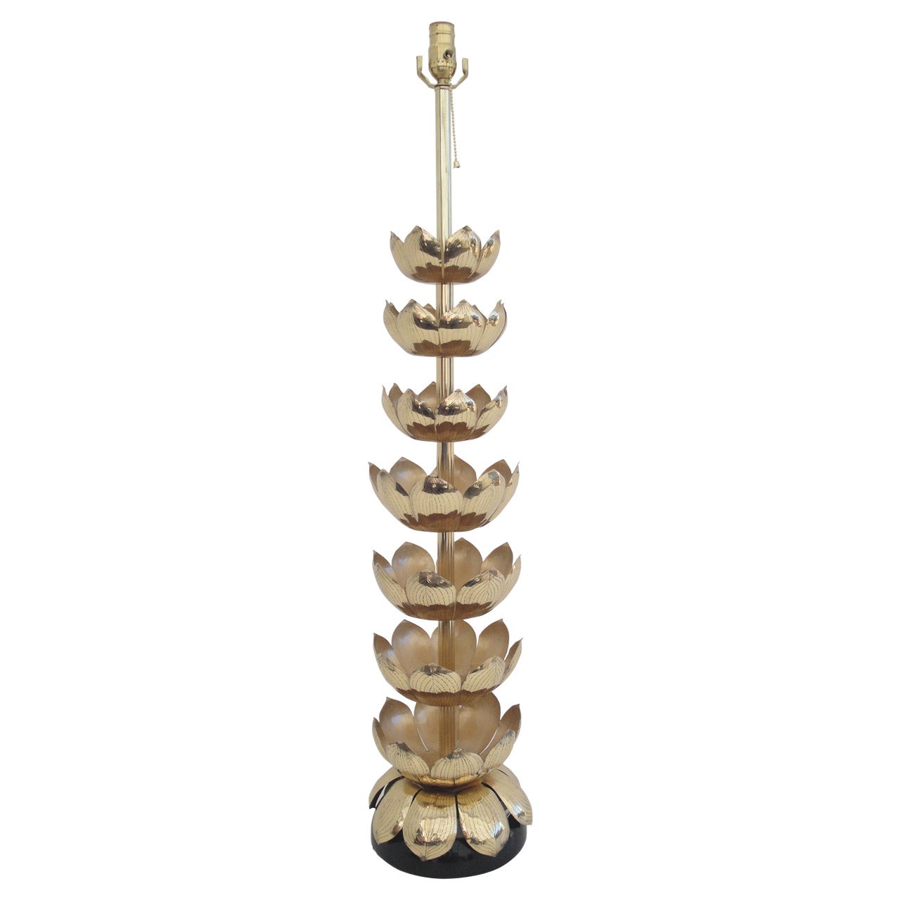 Brass Lotus Lamp Attributed to Feldman