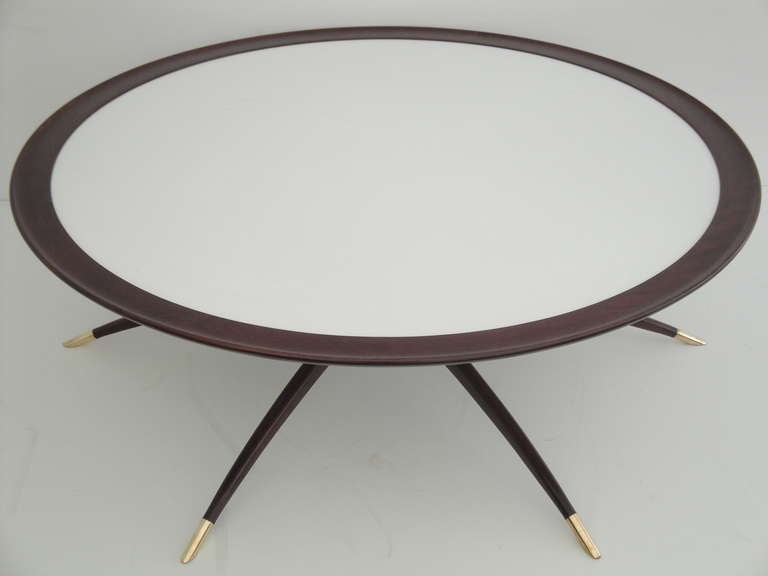 Mid-Century Modern Mid Century Spider Leg Coffee Table with White Glass Top