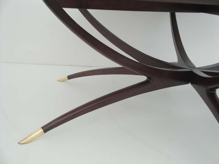 Mid-20th Century Mid Century Spider Leg Coffee Table with White Glass Top