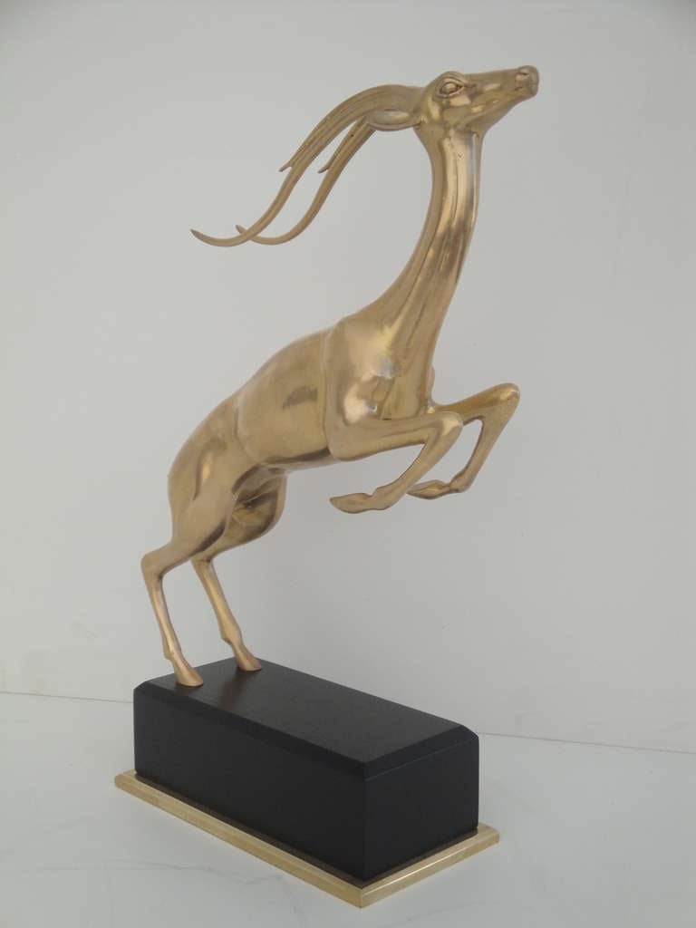 American Hollywood Regency Brass Impala Statue